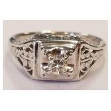 14K White Gold  .12RBC Diamond Ring SZ 5.5