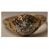 14K Yellow Gold  .40RBC Diamond Ring SZ 6