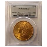 1895 PCGS MS62 $20 GOLD COIN