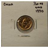 1990 CHINA 1/20 OZ GOLD COIN