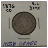 1876 Carson City High Grade S.L. Dime