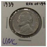 1939 UNC Jefferson Nickel (REV of 1940)
