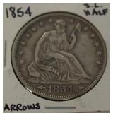 1854 S.L. Half Dollar with Arrows