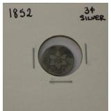 1852 Silver 3 cent
