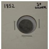 1852 Silver 3 cent