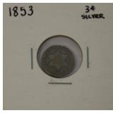 1853 Silver 3 cent