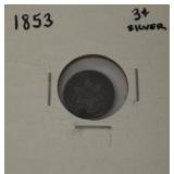 1853 Silver 3 cent