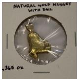 .365 oz Natural Gold Nugget Pendant