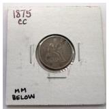 1875 Carson City (MM Below) Seated Dime