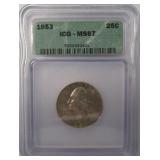 1953 ICG MS67 25cent