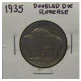 1935 Double Die Reverse Buffalo Nickel