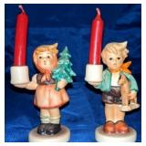 Hummel Pair Girl and Boy Candle Holders