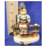 Hummel Figure "Boy On Fence" AS IS BROKEN BIRD