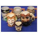 lot of 6 Japanese Toby Mugs