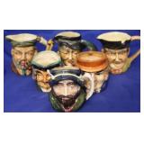 Lot of 6 Japanese Toby Mugs