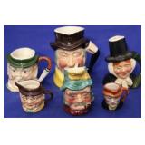 Lot of 6 Artone and Sylvac Toby Mugs