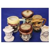 6pc Japanese Toby Mugs