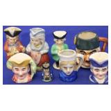 8pc Japanese Toby Mugs