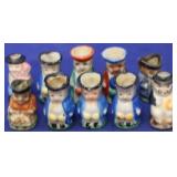 10pc miniture Japanese Toby Mugs