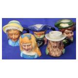 5pc Franklin Mint Toby Mugs