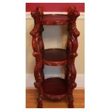 Hand Carved 3-Tier Wood Stand