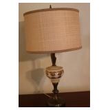 Brass w/Painted Milk Glass Lamp - as is