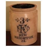 PE Co. New Brighton, PA Stoneware Crock w/Cobalt
