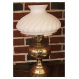 Brass Lamp w/Milk Glass Shade