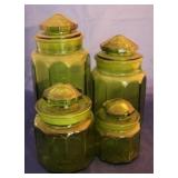 Green Glass Cannister Set (4pc)