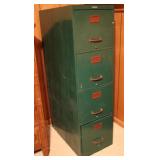 Vintage 4-Drawer Metal File Cabinet w/contents