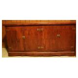 Vintage 4-Door Console Cabinet w/contents