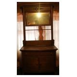 Antique Washstand w/Mirror & Contents