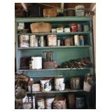 Wood Cabinet with Contents