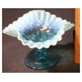 Blue Opalescent Compote
