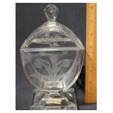 Etched Glass Candy Dish