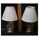 Pair Vintage Glass with Brass Base Lamps - 2pc.