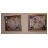 Pair Framed "Map of Discovery" Prints