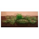 Lot of Assorted Green Depression Glass Items