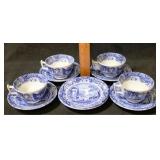 Spode Blue / White Cups + Saucers 10oc.