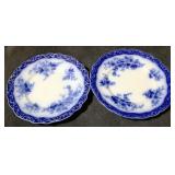 Pair Blue / White Transferware Plates