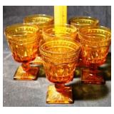 Set of 6 Amber Glass Goblets