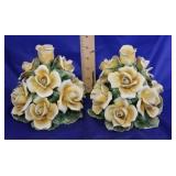 Pair Capodimonte Candle Holders (2pc)