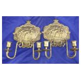Pair of Brass Wall Hanging Candle Holders (2pc)