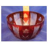 Ruby Red Cut to Clear Bowl