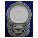Set of 14 Green/White Transferware Saucers (14 pc)