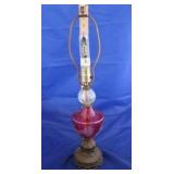 Etched Cranberry Glass Lamp