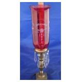 Etched Cranberry Glass Lamp