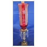 Etched Cranberry Glass Lamp