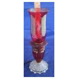 Etched Cranberry Glass Lamp