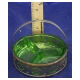 Green Glass Liner Metal Basket